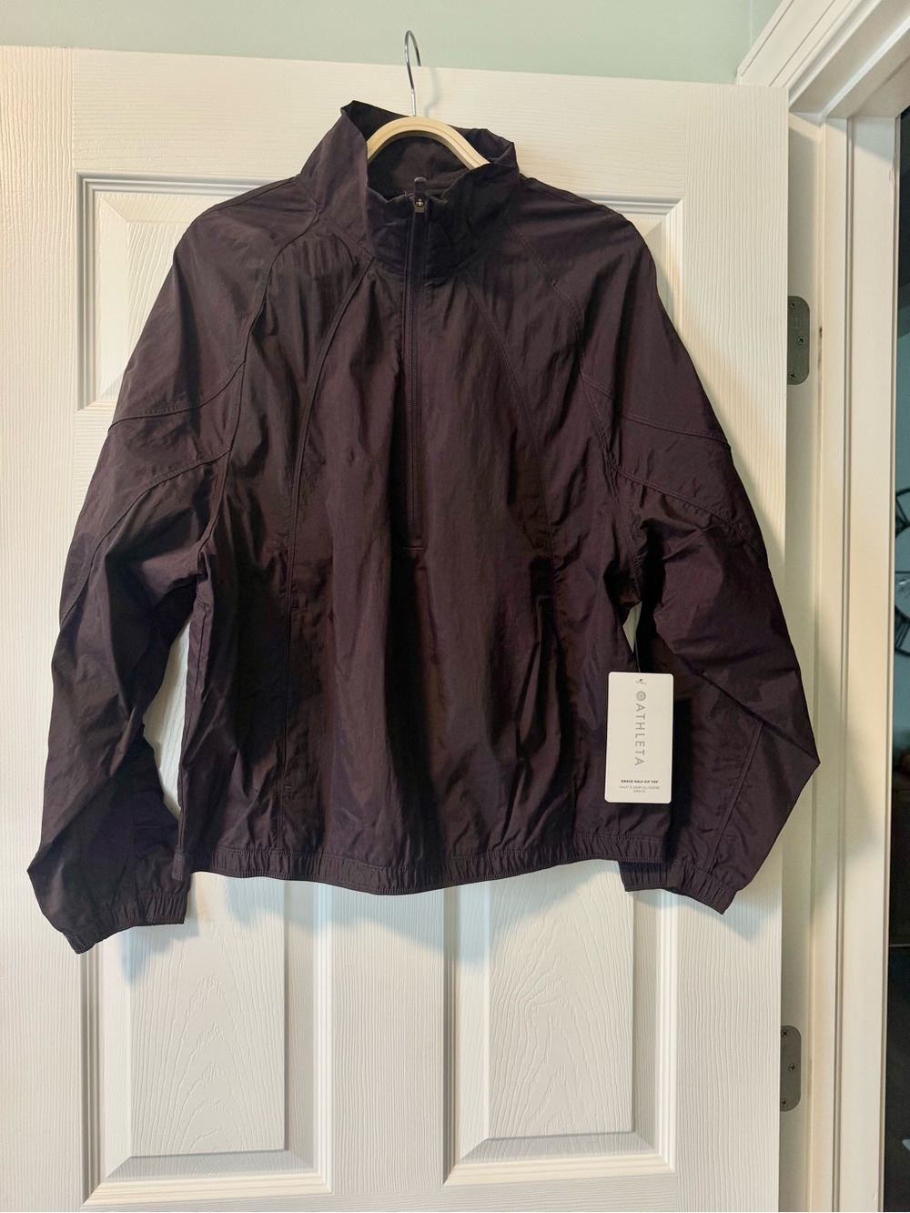 Athleta Women's Dark Plum Grace Half Zip Top - Small NWT
